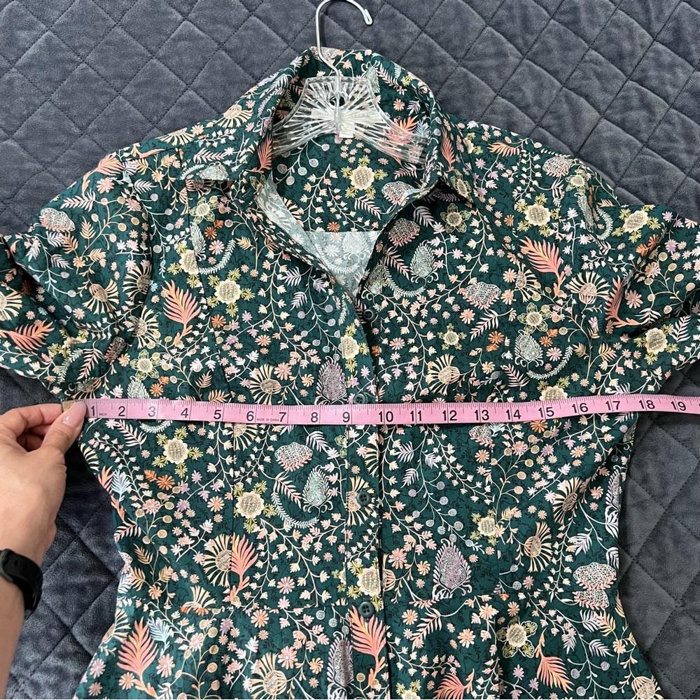 ANTONIO MELANI Floral Long Sleeve Dress - Green and Pink - Picture 7 of 7